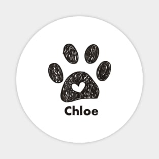 Chloe name made of hand drawn paw prints Magnet